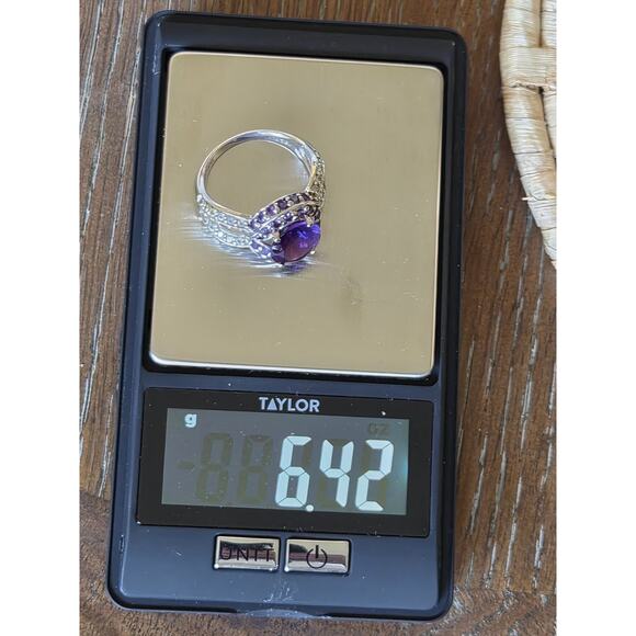 4.72ct Oval/2.05ctw African Amethyst W/.58 Round White Topaz S/S Ring Sz 10 - Picture 9 of 9